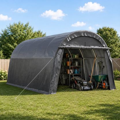 13x20 FT Arched Carport, Heavy Duty Outdoor Garage with Galvanized Steel Frame & 180G PE Tarp, Waterproof & UV Resistant – For Car, SUV, Truck, Boat, Party, Storage