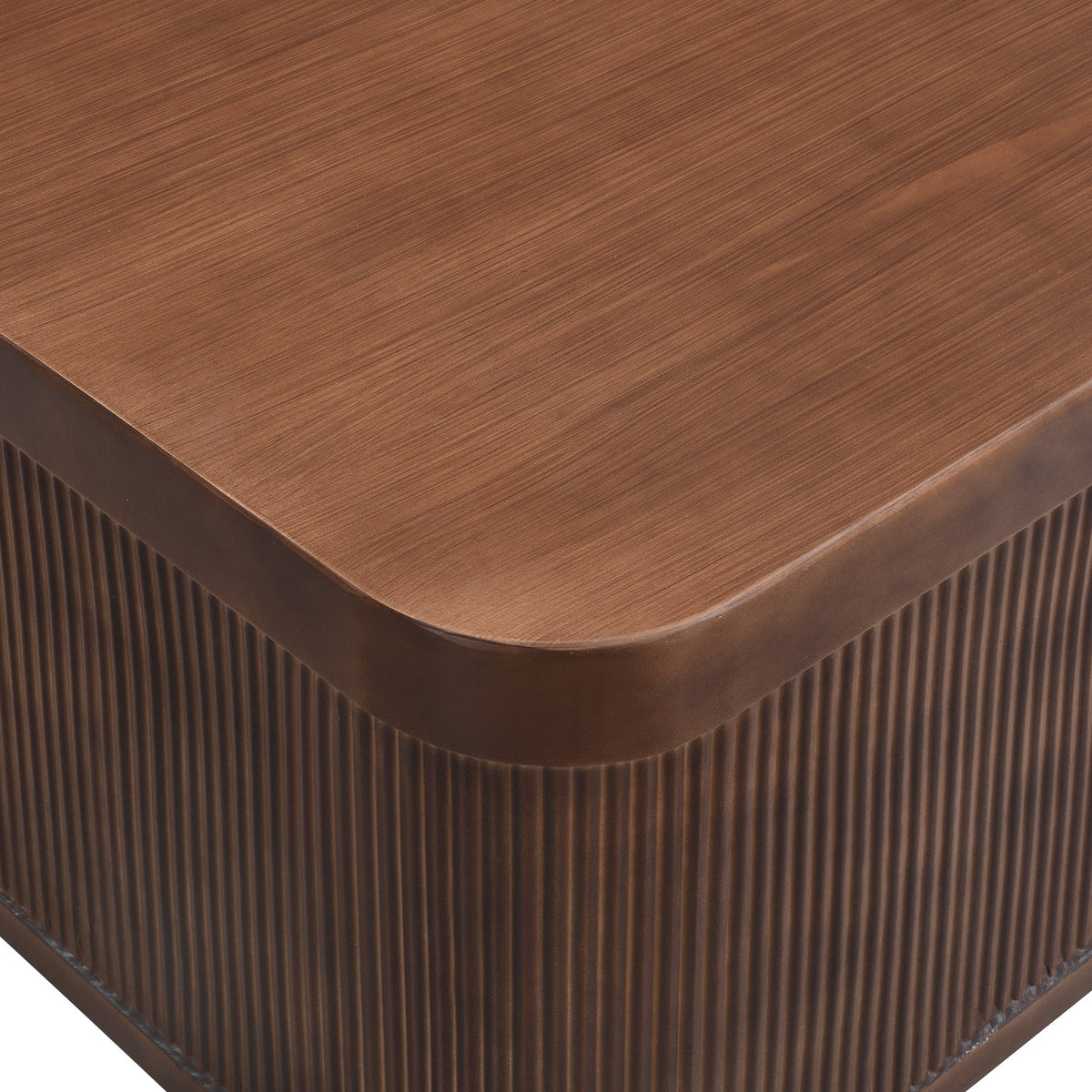 32"Modern Square Outdoor and Indoor Striped Waterproof Coffee Table, Durable MgO Cement Design, Suitable for Terraces, Gardens, Backyards and Living Rooms(Brown)