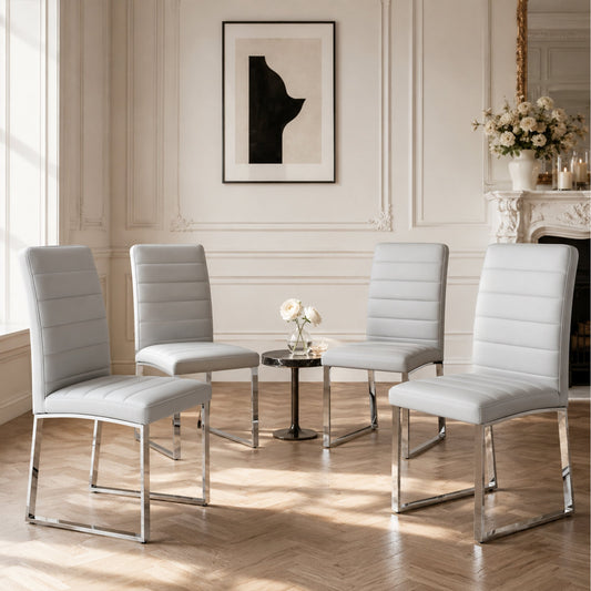4-Pack - Heavy-duty chairs set: 2.1" thick cushion, iron frame, perfect for home or office. Classic colors, great value