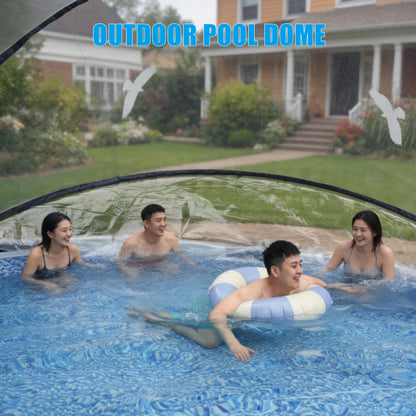 15 FT Round Multifunctional All Weather Cover Pool Dome Enclosure for Outdoor Pools, Compatible Clean & Warm Water, Suitable for 15 foot Round Frame Pools
