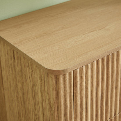 6 Drawers Dresser, 55" Wide Modern Chest of Drawers Curved wave Design, Dresser TV Stand, Wood Drawer Organizer, Walnut