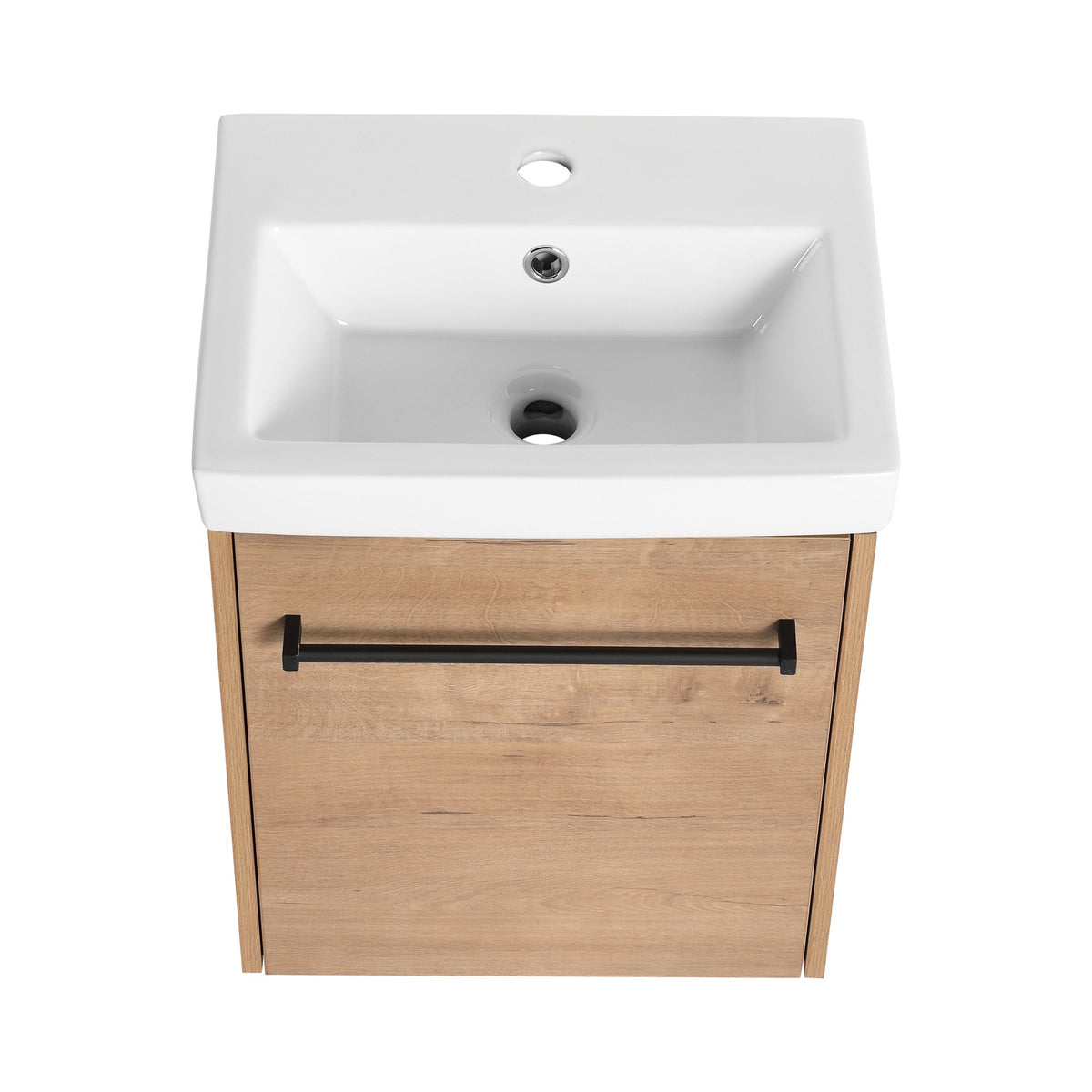 18'' Floating Wall-Mounted Bathroom Vanity with Ceramic Sink & Soft-Close Cabinet Door, For Small Bathroom