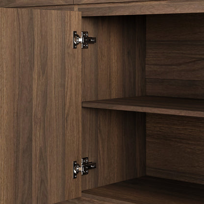63.1" Sideboard Buffet Cabinet with Storage,Large Kitchen Storage Cabinet with 2 Drawers and 4 Doors, Wood Coffee Bar Buffet Table for Kitchen Dining Room, Walnut