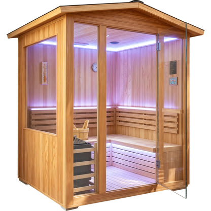 6000W 240V3-4 outdoor traditional steam sauna with fragrant cedar wood for 4 people