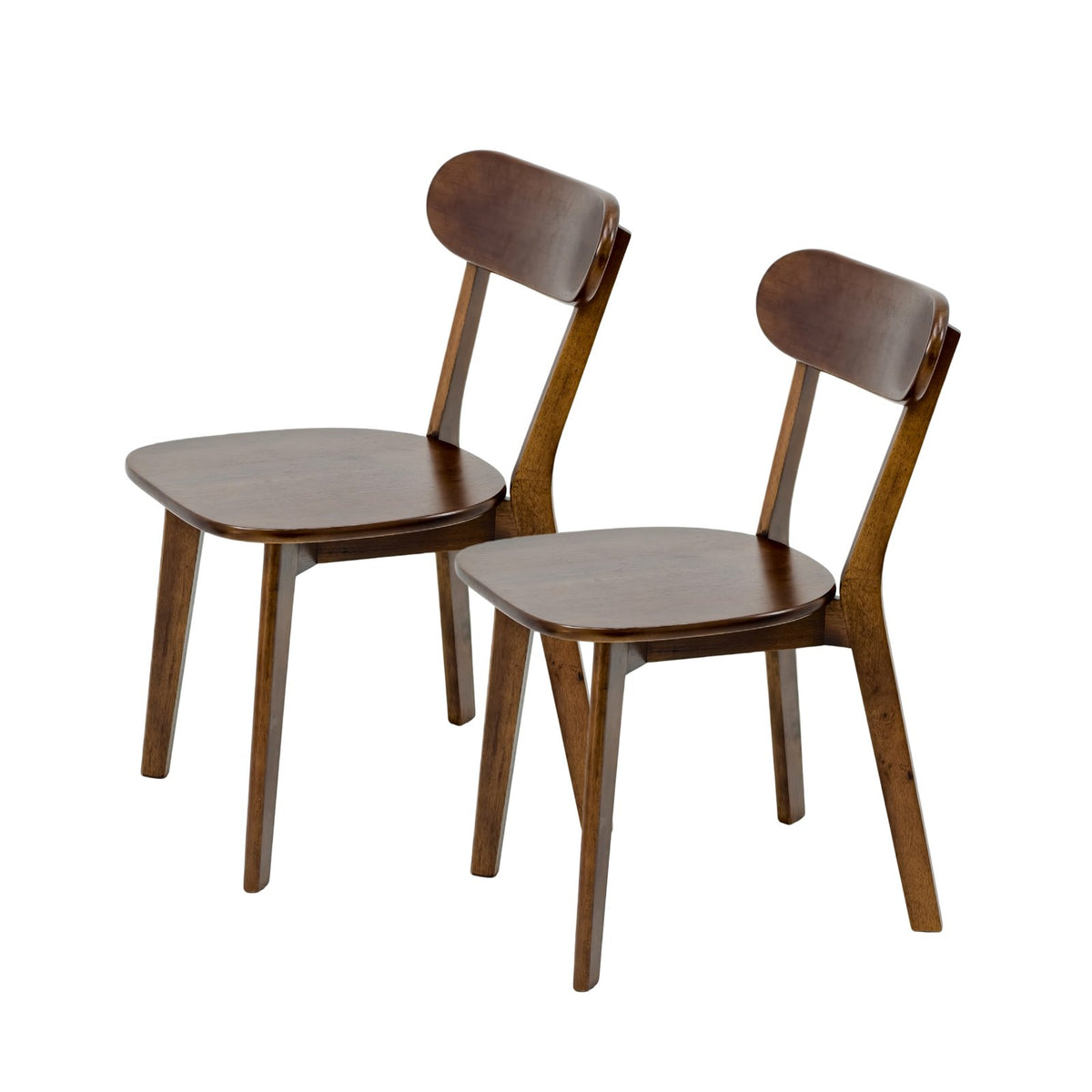 100% Natural Solid Wood Dining Chairs Set of 2, Mid Century Modern Dining Chairs with Curved Backrest