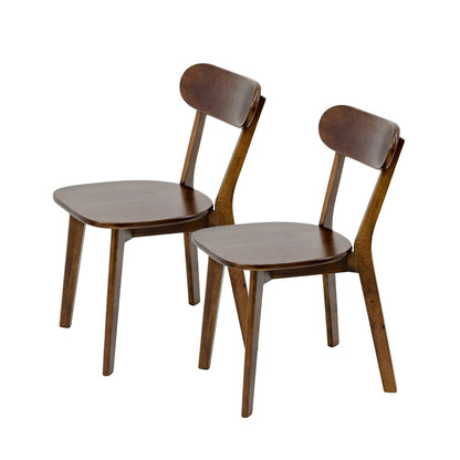 100% Natural Solid Wood Dining Chairs Set of 2, Mid Century Modern Dining Chairs with Curved Backrest