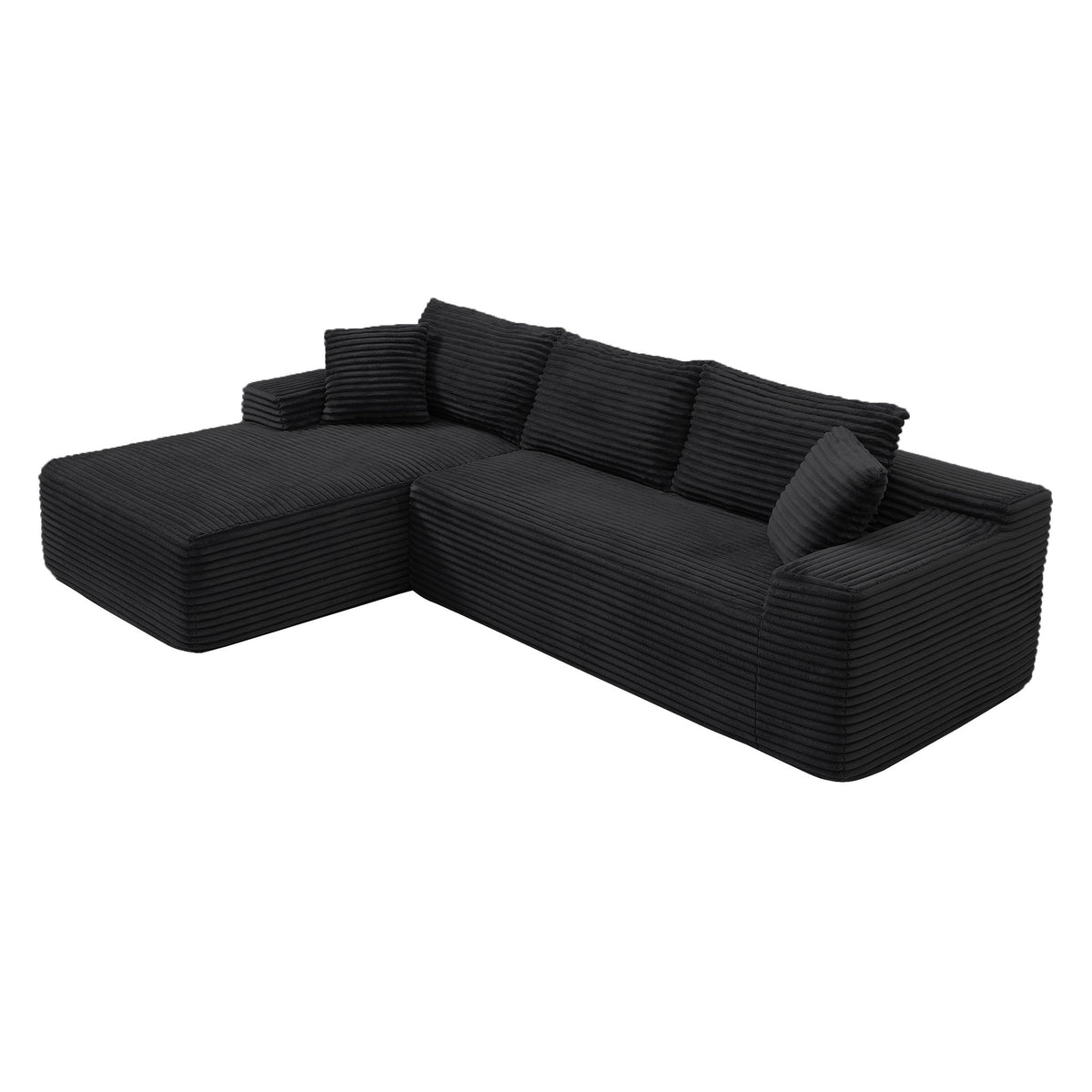 105'' Modular Sectional Sofa, Cloud Sectional Couch with Deep Seat, Modern Modular L-Shape Sofa Couch with Chaise, Upholstered Couches - Black