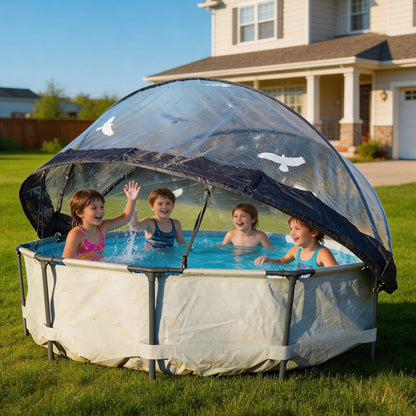 15 FT Round Multifunctional All Weather Cover Pool Dome Enclosure for Outdoor Pools, Compatible Clean & Warm Water, Suitable for 15 foot Round Frame Pools