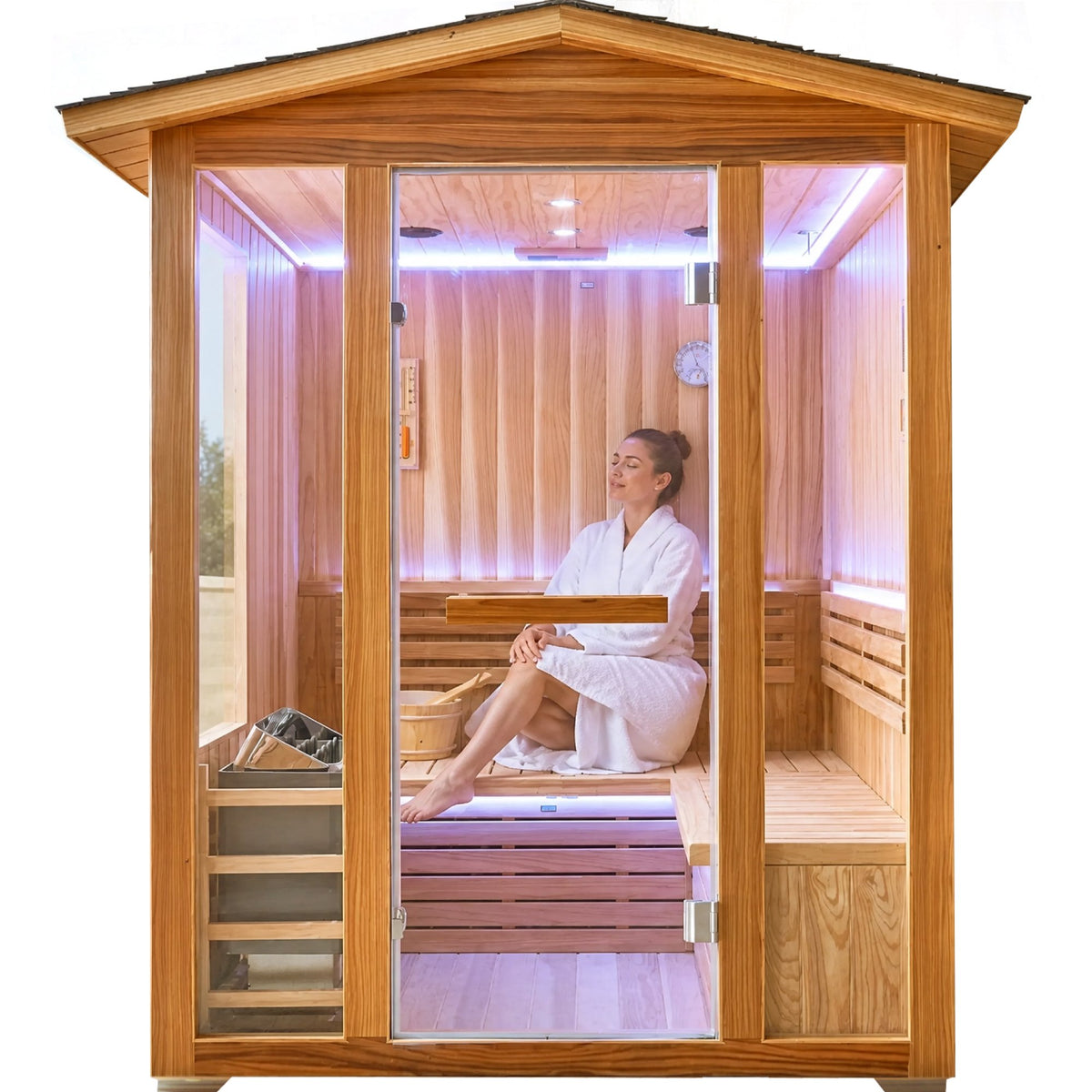 6000W 240V3-4 outdoor traditional steam sauna with fragrant cedar wood for 4 people