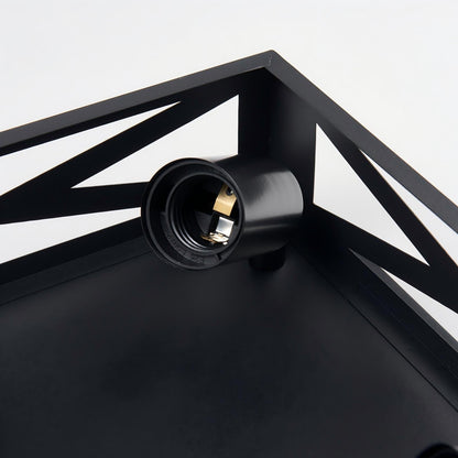 6-Light Matte Black Farmhouse Square Flush Mount Ceiling Light, Vintage Hollow Geometric Iron Cage Ceiling Lamp, Industrial Close to Ceiling Lighting for Dining Room, Bedroom-1 Pack(No light bulb)