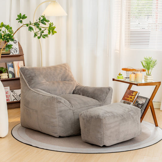 Bean Bag Chairs, Soft Tufted Foam Bean Bag Chair with Faux Fur Fabric for Adults and Kids, Comfy Lazy Sofa for Living Room, Bedroom