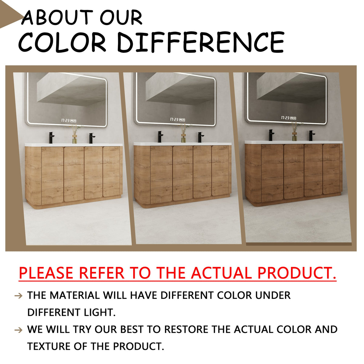 60'' Freestanding Bathroom Vanity with White Resin Sink, 4-Soft-Close Door, KD-Packing, Plywood, Imitative Oak