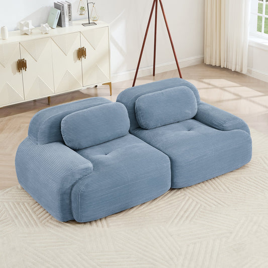 82'' loveseat sofa in luxuryCorduroy Fabric modular for free combo separation curved armrests