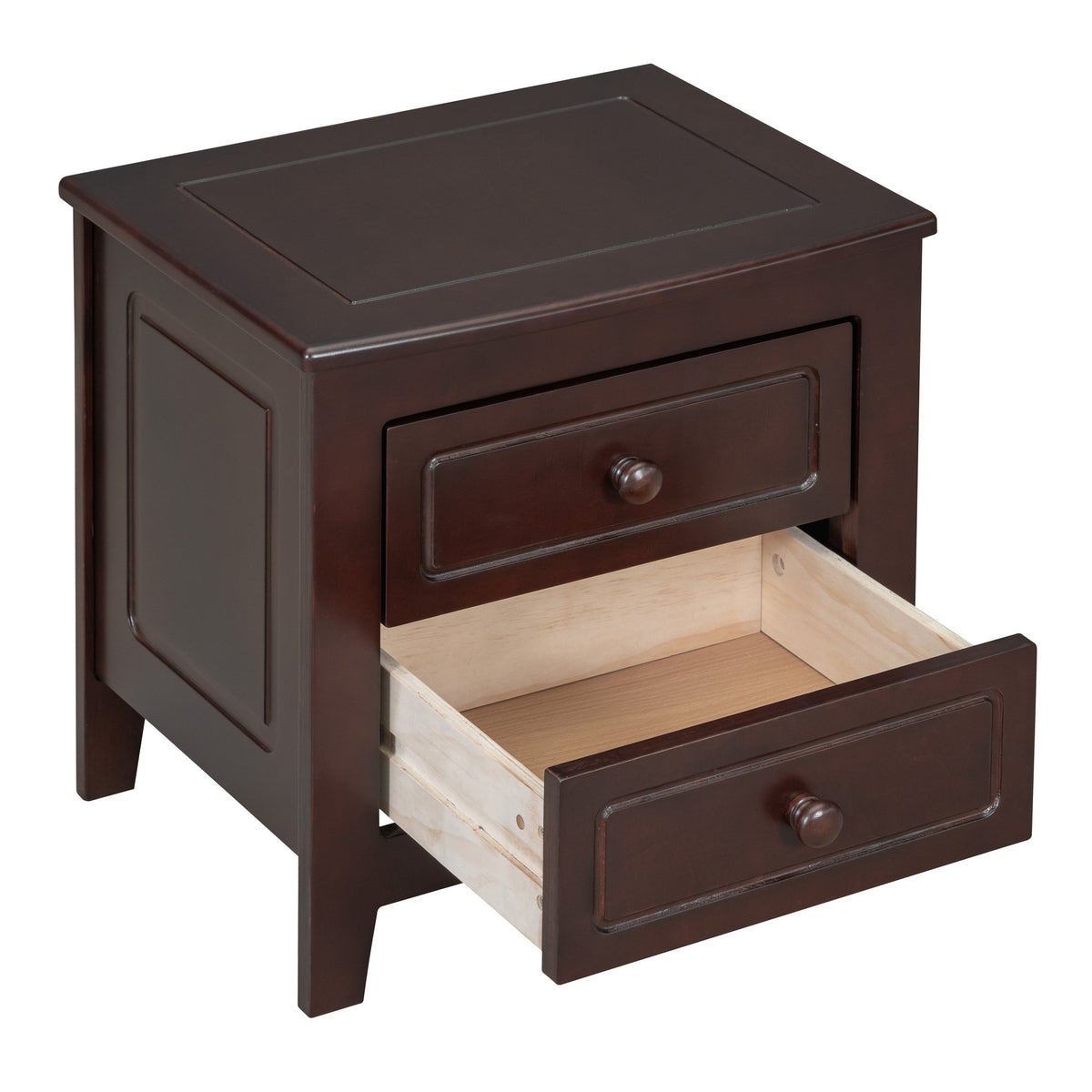 3-Pieces Bedroom Sets, Full Size Wood Platform Bed and Two Nightstands-Dark Walnut