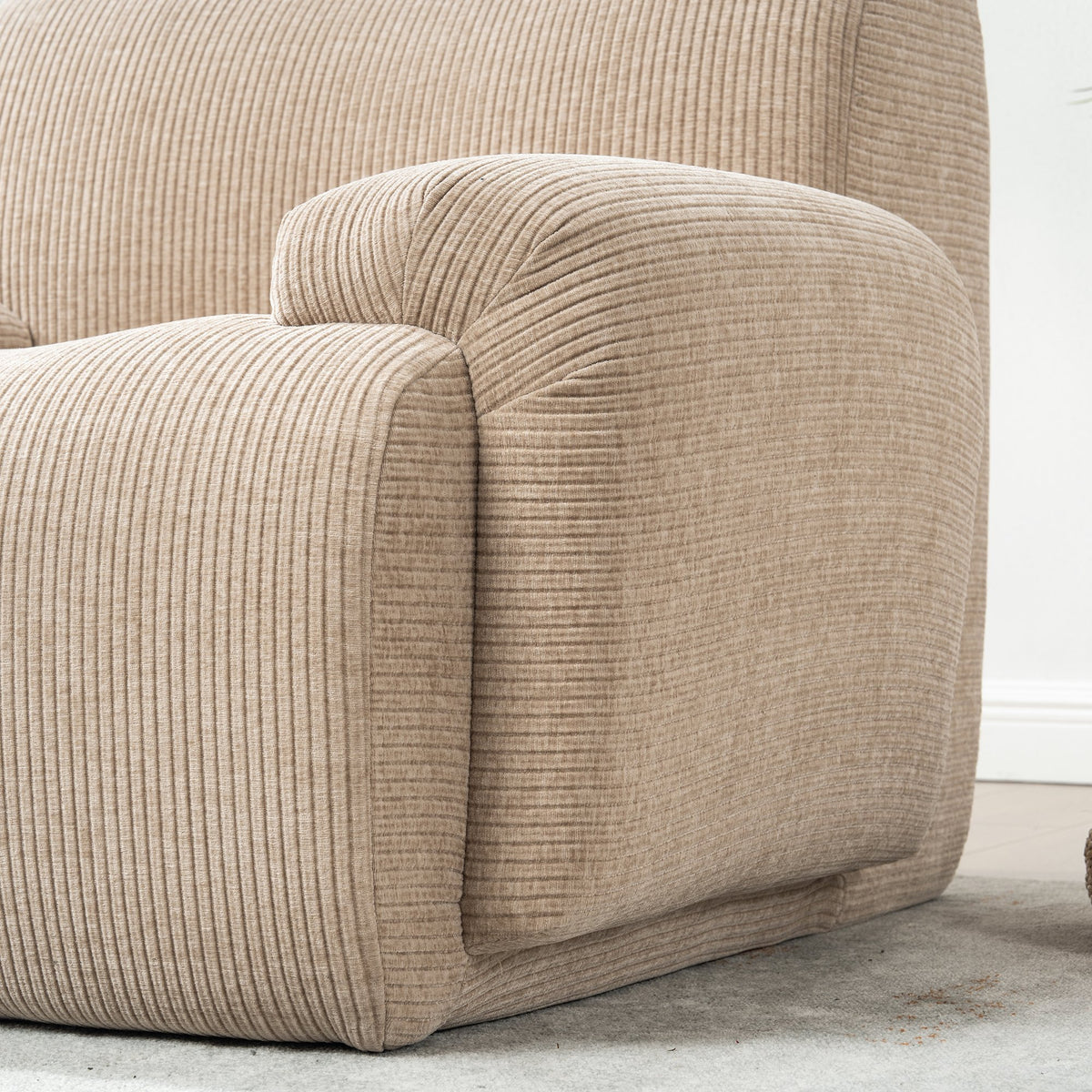 42" Wide Modern Upholstered Chenille Vertical Stripes Accent Chair, Boneless Single Sofa Chair