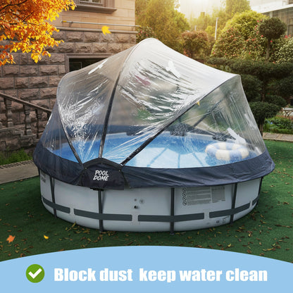 15 FT Round Multifunctional All Weather Cover Pool Dome Enclosure for Outdoor Pools, Compatible Clean & Warm Water, Suitable for 15 foot Round Frame Pools