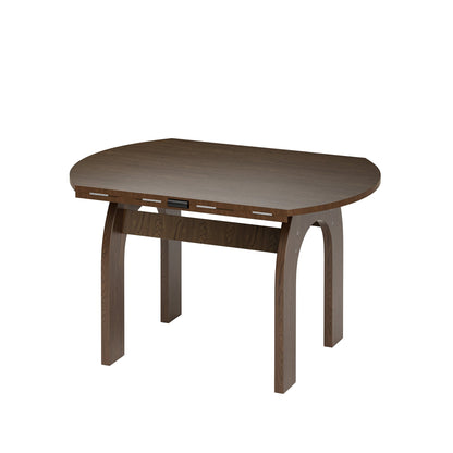51.2" Solid Wood Extendable Dining Table, Converts Oval to Round with Walnut Finish, Sturdy Arch-Shaped Legs & Drop Leaf Design, Farmhouse Kitchen Table for Small Spaces, Easy Assembly