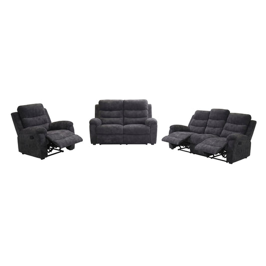 3-Piece Manual Reclining Sofa Set,Sofa+Loveseat+Recliner Chair,Dark Gray