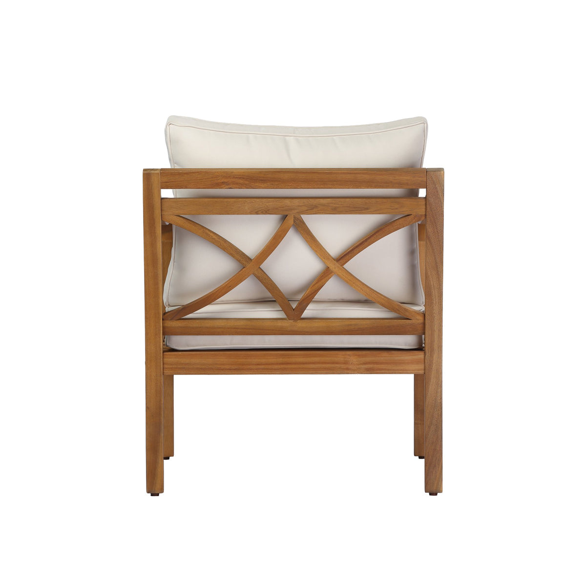 Acacia wood patio furniture club chair,24" deep seat design with soft cushion, suitable for porches,gardens,backyards,and balconies,Set 2 (Teak Finish+Beige Cushion).