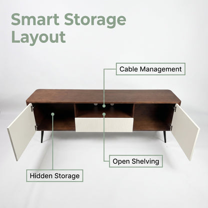 70.8-inch modern TV stand, suitable for televisions up to 85 inches, featuring enclosed storage and cable management, soft-close hinges and iron legs, ideal for the living room RR