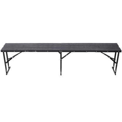 70Inch Portable Folding Picnic Table Set with 2 Benches,3‑Piece Indoor Outdoor Folding Furniture Set,Wood Grain Tabletop for Camping,Backyard Party,Picnic,Wedding Gatherings,Black