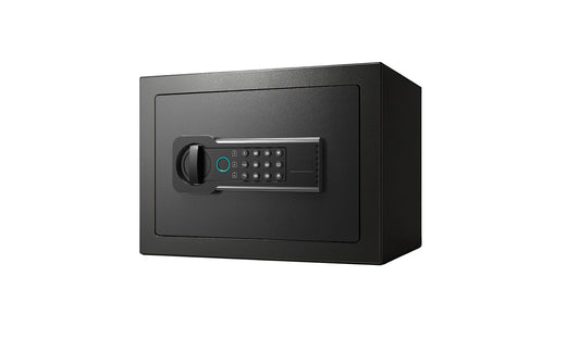 0.6 Cubic Feet Small Safe Box, Fingerprint & Digital Keypad Lock, Steel Security Cabinet for Valuables Storage, Black
