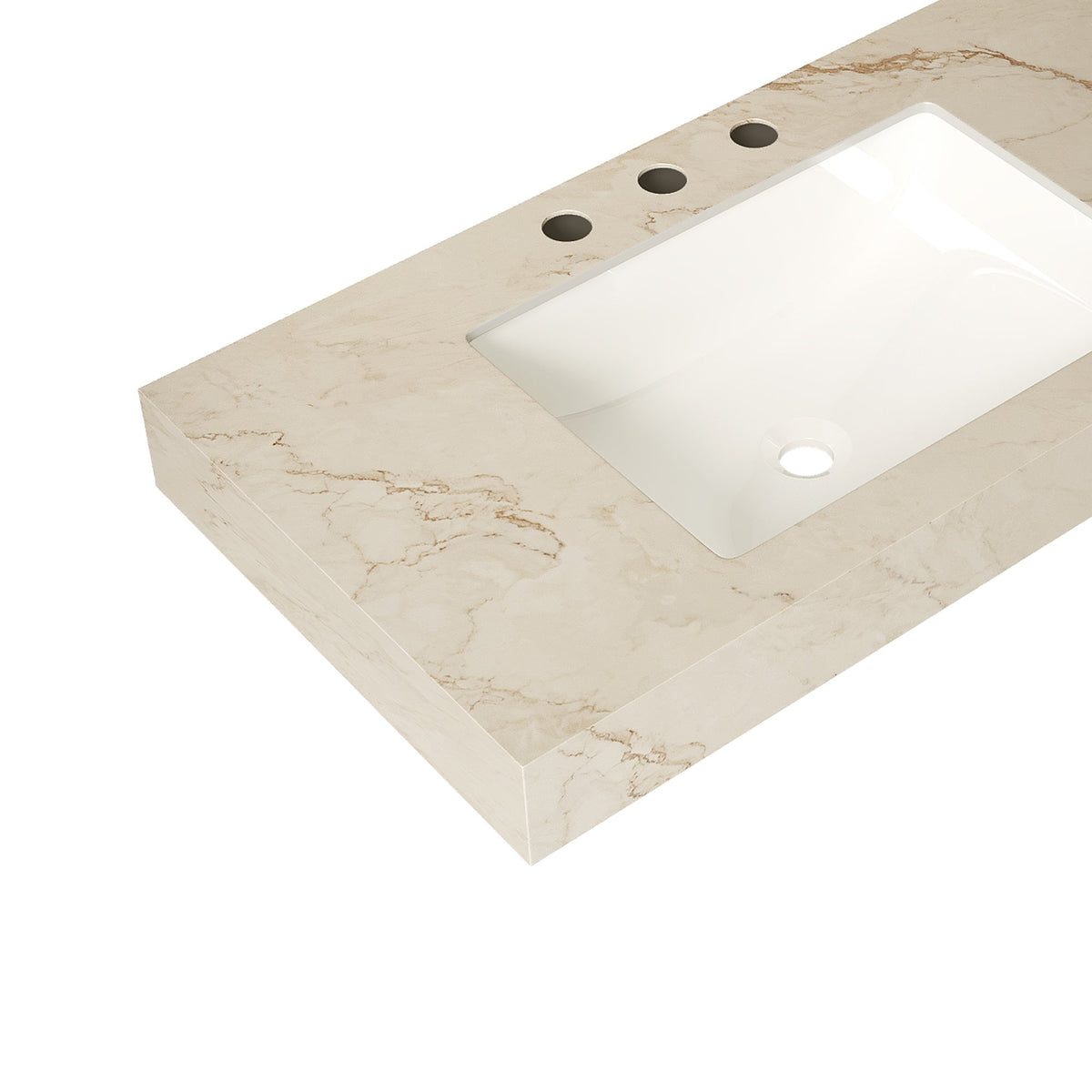 36" Cream Gold Vein Sintered Stone Countertop&Undermount Ceramic Basin with 3 Standard Pre-drilled Faucet Holes, NO Cabinet, NO Faucet and Sink Cover, Suitable for LULA, EIDEN, FINO, MURI etc.