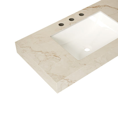 36" Cream Gold Vein Sintered Stone Countertop&Undermount Ceramic Basin with 3 Standard Pre-drilled Faucet Holes, NO Cabinet, NO Faucet and Sink Cover, Suitable for LULA, EIDEN, FINO, MURI etc.