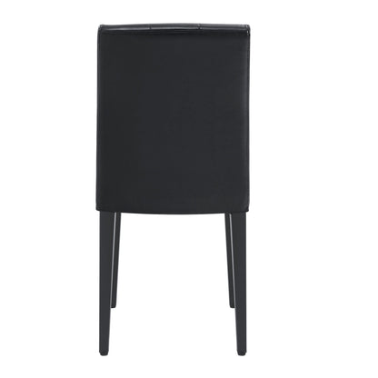 4-pack black PU dining chairs: ergonomic buckle backrest, 35 inches high, black metal legs