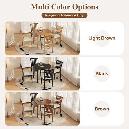 3-Piece Round Dining Table Set for 2 People, 1 Folding Wood Dining Table + 2 Upholstered Chairs – Model N752S000618A