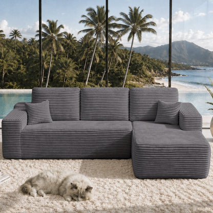 104" Cloud Sectional Sofa with L-Shape Chaise and Side Pockets, Modern Modular Design, Deep Seating, Upholstered Couch – Model W3975S00034