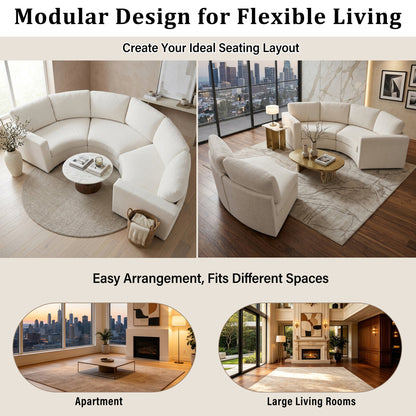 109.4'' Curved Modular Sectional Sofa, 3 Seat Semi Circular Chenille Couch with Deep Seating, Modern Round Sofa with Soft Upholstery, Contemporary Conversation Sofa for Living Room & Apartment