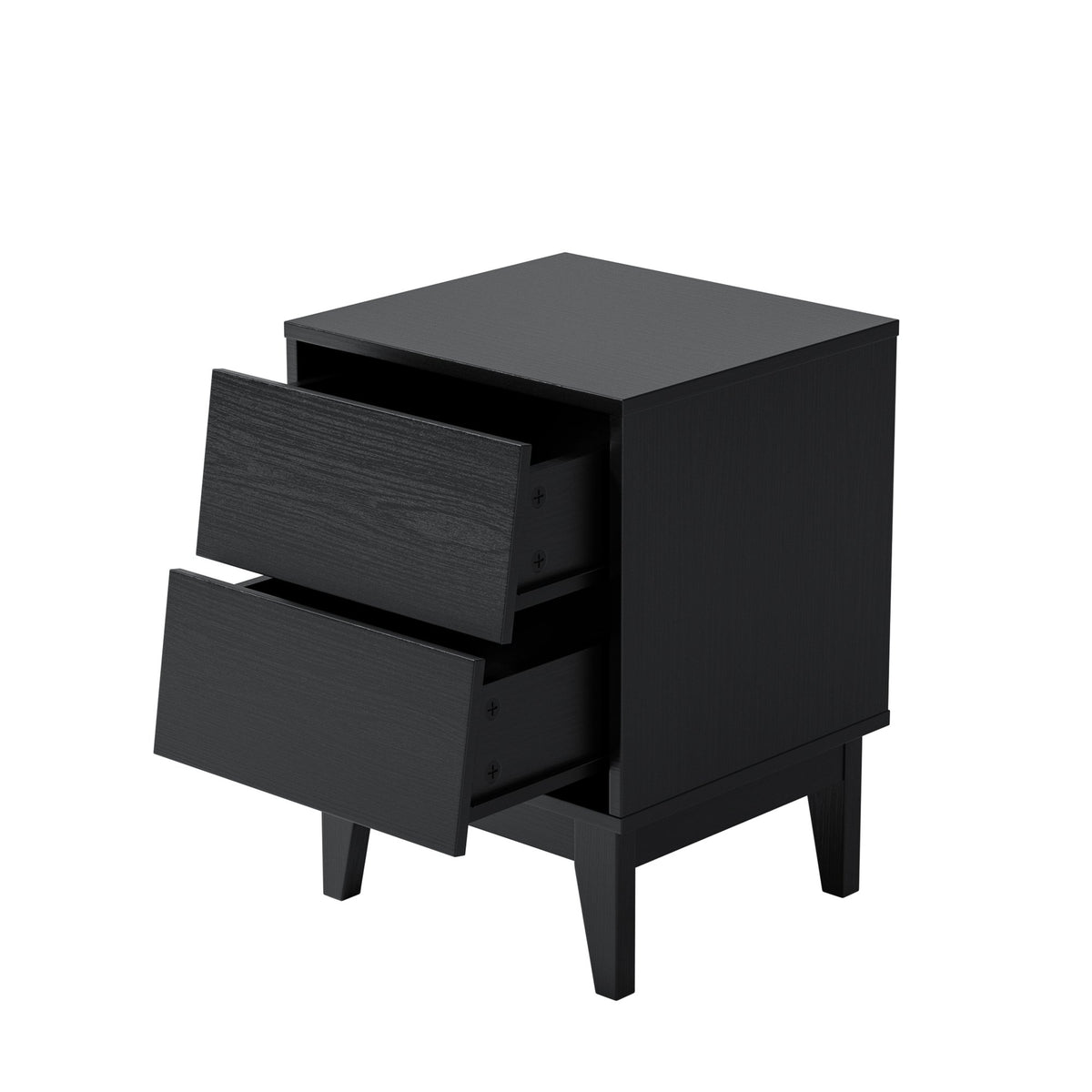 2 Set Nightstands Features Vintage-style and Bevel Design, Made of MDF, Mid Century Modern Nightstand, Night Stand – Black
