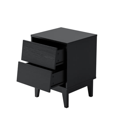 2 Set Nightstands Features Vintage-style and Bevel Design, Made of MDF, Mid Century Modern Nightstand, Night Stand – Black