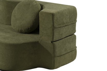 2-in-1 Folding Sofa Bed with Pillow, Twin Sleeper Sofa, Floor & Futon Loveseat Couch, Foam Folding Mattress Sleeper for Living Room, Guest Use, Office, Apartment, No Assembly Required,Green
