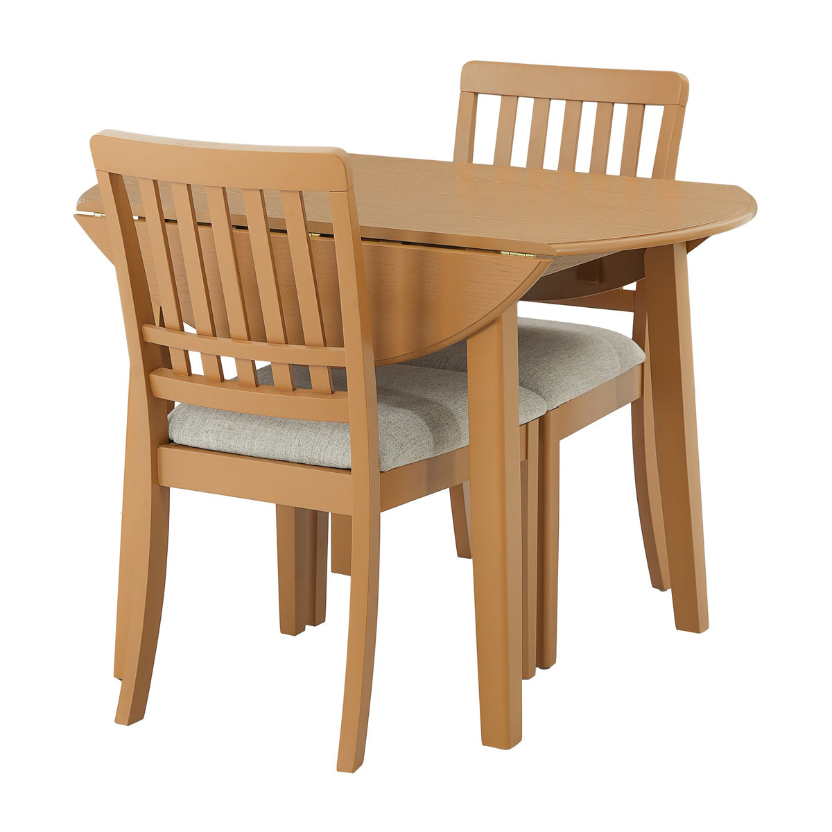 3-Piece Round Dining Table Set for 2 People, 1 Folding Wood Dining Table + 2 Upholstered Chairs – Model N752S000618A