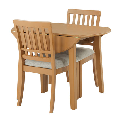 3-Piece Round Dining Table Set for 2 People, 1 Folding Wood Dining Table + 2 Upholstered Chairs – Model N752S000618A