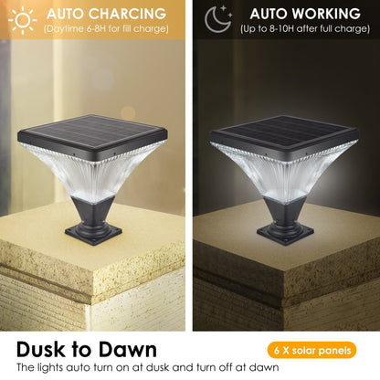 15" Black Outdoor Post Light - LED with Remote Control, Dimmable, Timer Function, Weatherproof for Yard, Pathway (1-Pack)
