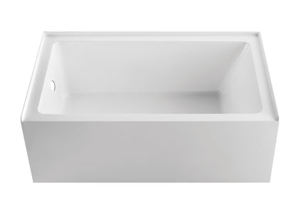60" x 36" Alcove Bathtub, Acrylic Soaking Tub with Ergonomic Backrest, Anti-Slip Base, Left Drain, Glossy White