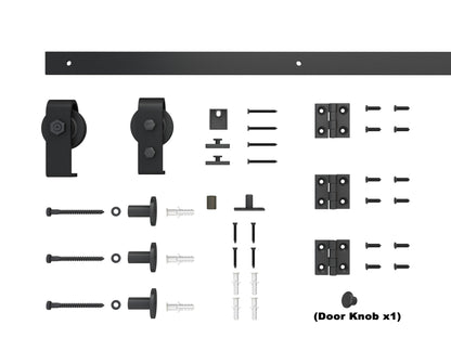 24 in. x 80 in. 6-Panel Primed MDF Composite Bi-Fold Barn Door with Sliding Hardware Kit