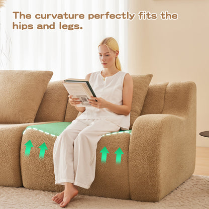 Soft Teddy Fabric Boneless Sofa, No Assembly Required Streamlined Design