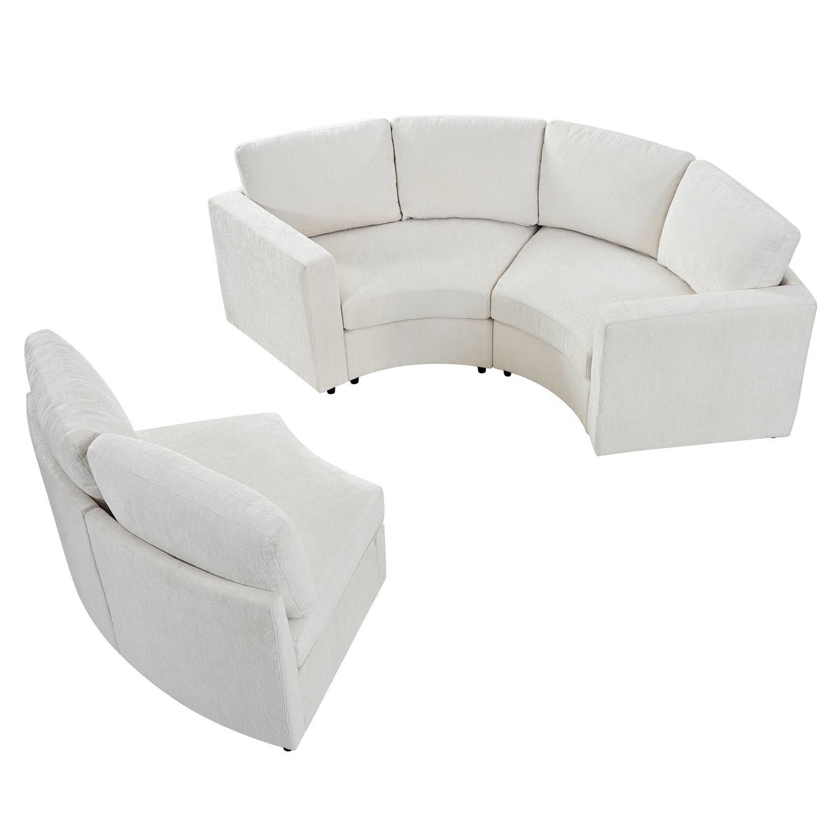 109.4'' Curved Modular Sectional Sofa, 3 Seat Semi Circular Chenille Couch with Deep Seating, Modern Round Sofa with Soft Upholstery, Contemporary Conversation Sofa for Living Room & Apartment