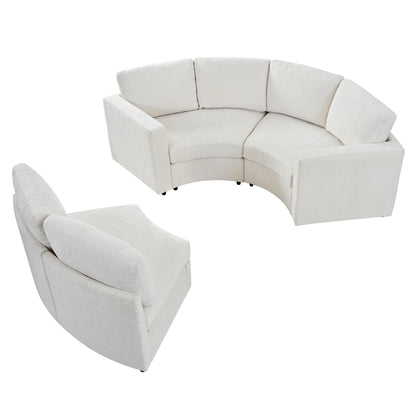 109.4'' Curved Modular Sectional Sofa, 3 Seat Semi Circular Chenille Couch with Deep Seating, Modern Round Sofa with Soft Upholstery, Contemporary Conversation Sofa for Living Room & Apartment