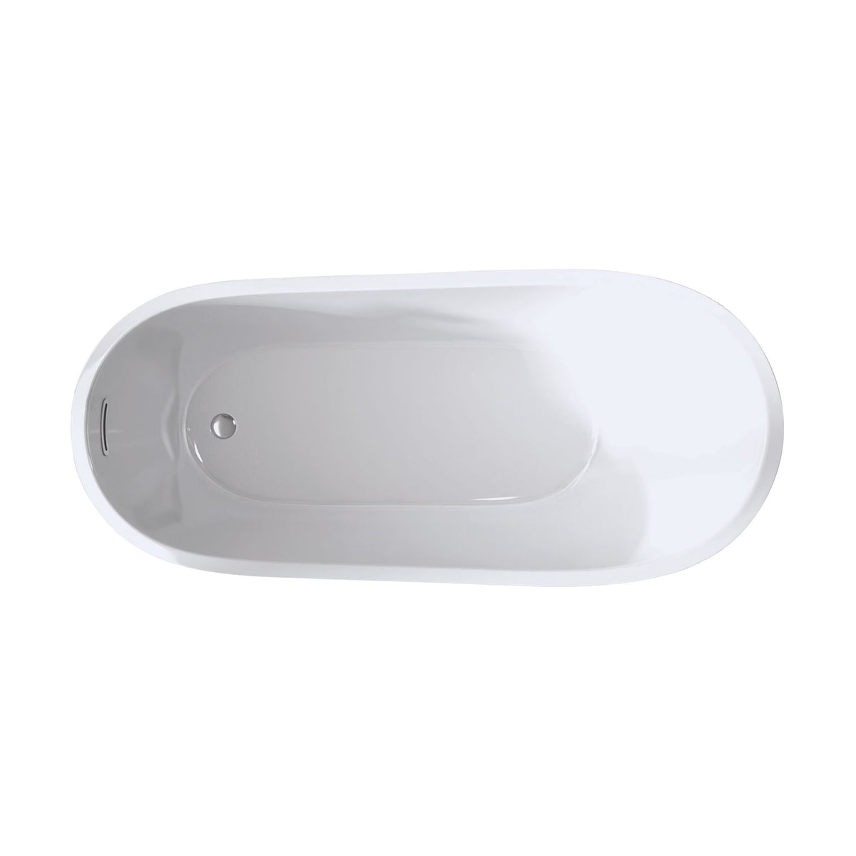 59" Special-Shaped Freestanding Slipper Bathtub in Gloss White with Chrome Overflow & Pop-Up Drain, Pure Acrylic Construction