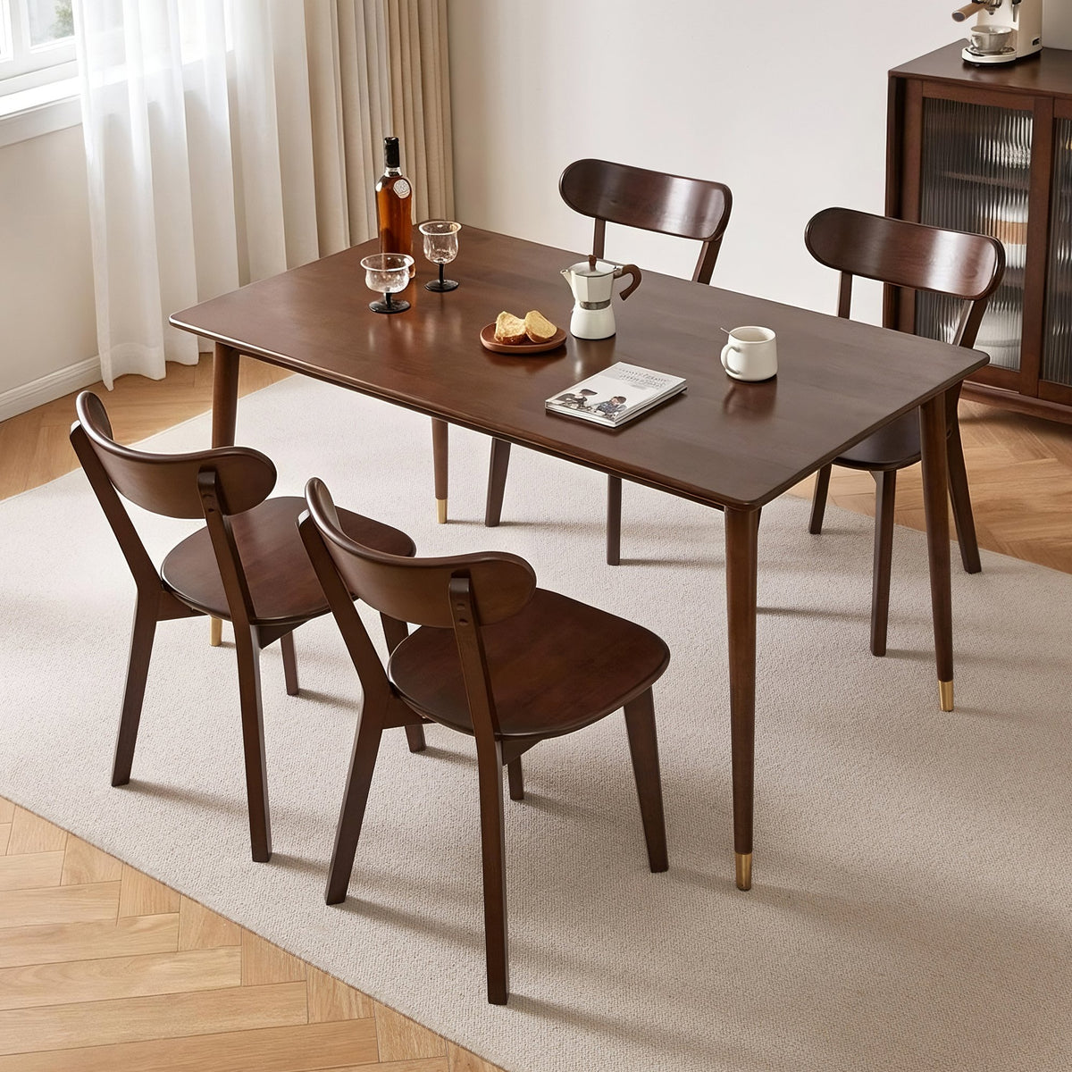 (Set of 2 pcs) Dining chair wooden Premium grade rubber wood natural wood made in Southeast Asia 100% solid wood chair table chair wooden living room chair simple and natural 46*37*76 cm