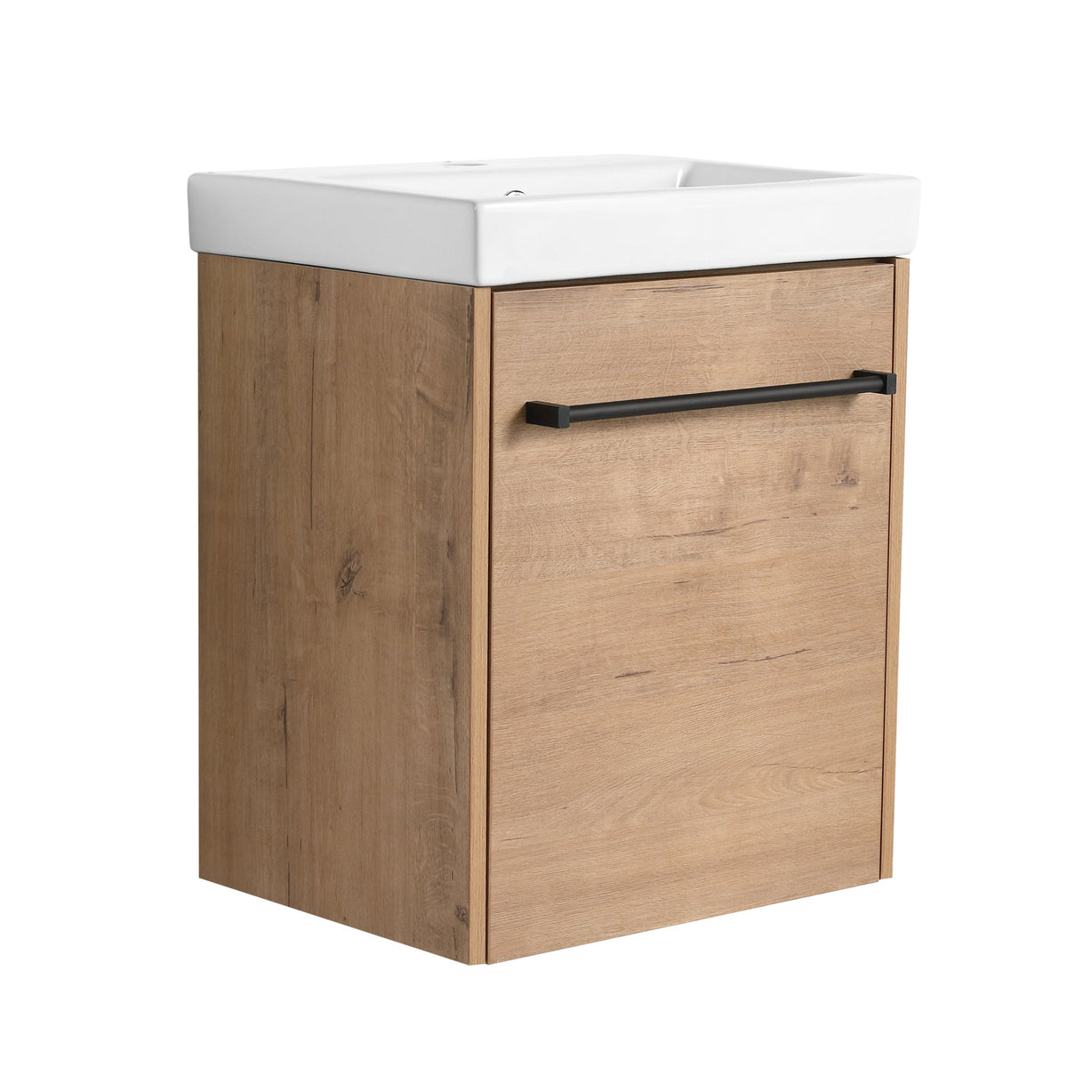 18'' Floating Wall-Mounted Bathroom Vanity with Ceramic Sink & Soft-Close Cabinet Door, For Small Bathroom