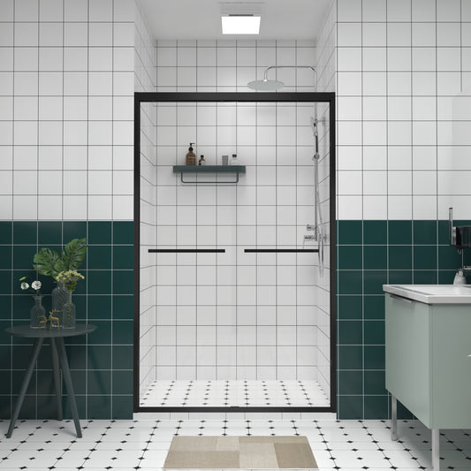 44-48'x76" Aluminum Frame Double Sliding Shower Door, Bypass Bathroom Sliding Door with Premium 1/4" Clear Tempered Glass – Model W2011P325512