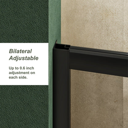 60.in W x 72.in H Single Sliding Shower Door, 1/5 inch Thick Clear Tempered Glass Shower Door with Stainless Steel Handle, Black