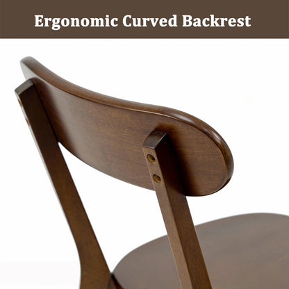 100% Natural Solid Wood Dining Chairs Set of 2, Mid Century Modern Dining Chairs with Curved Backrest