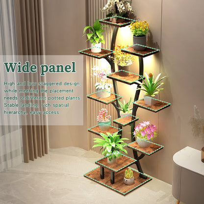 (Vase Shape) Plant Stand Indoor with Grow Lights, Indoor Plant Shelf, Metal Plant Flower Holder Stand, Vase Shape Plant Rack